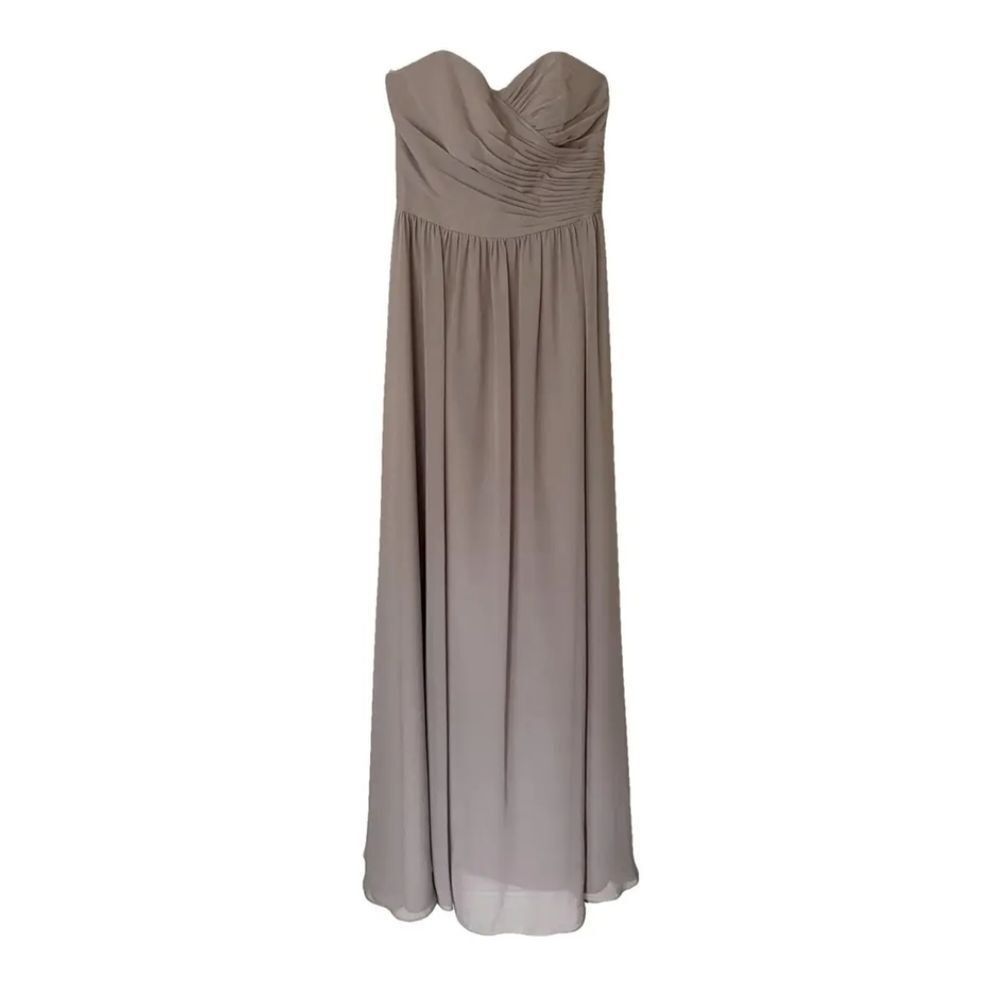 Alfred Angelo Strapless Dress Empire Waist Chiffon‎ Gown Gray Bridesmaid Wedding